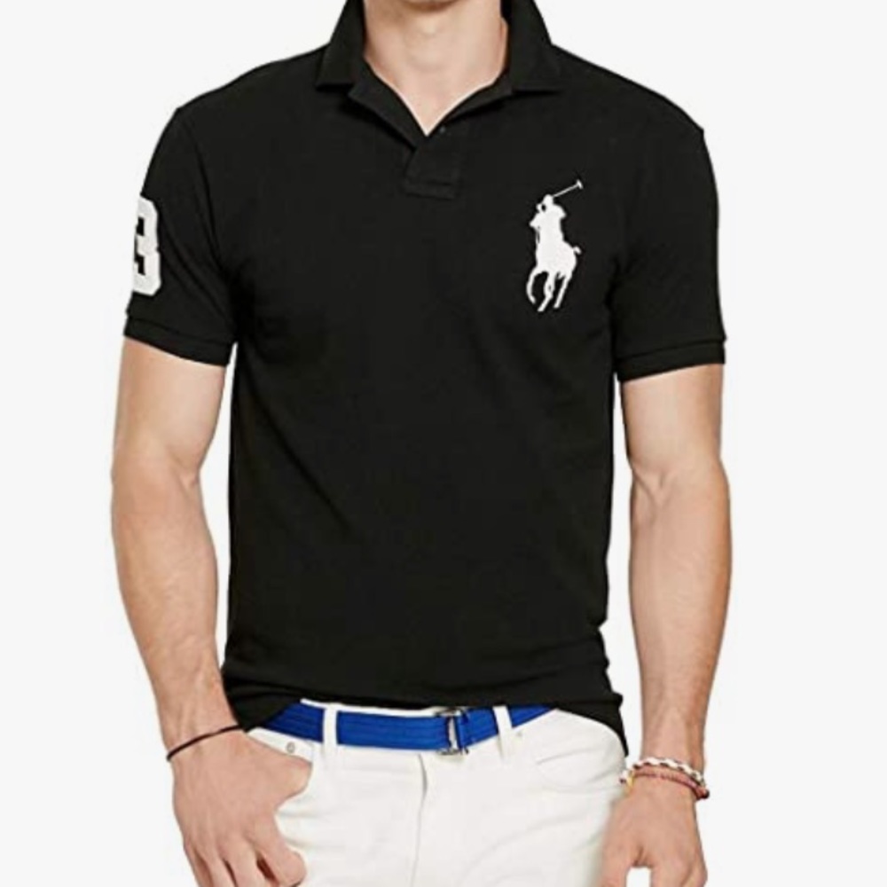 Polo Ralph Lauren Mens Custom Slim Fit Big Pony Logo Polo Shirt